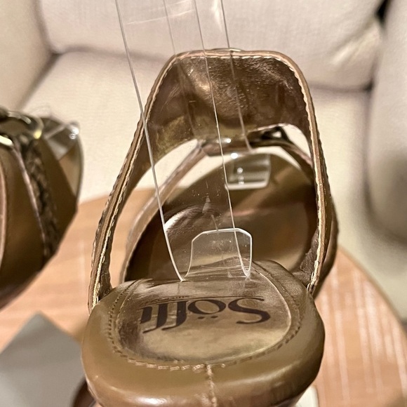 SOFFT Women's 8W Taupe Beige‎ Leather Snakeskin Pump Spool Heel Slip-On Sandals - Picture 9 of 14